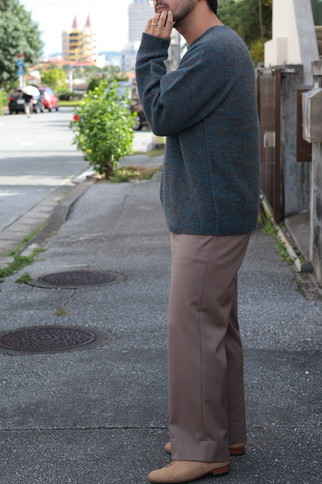 [YLÈVE] ITALIAN MERINO WOOL MELANGE KNIT PULL OVER