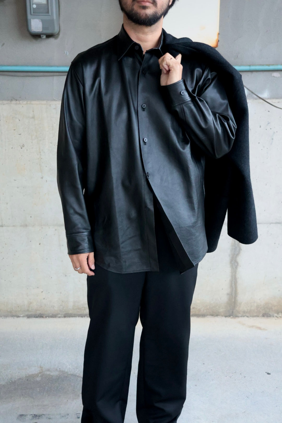 【Cale】 Lamb Leather Shirt