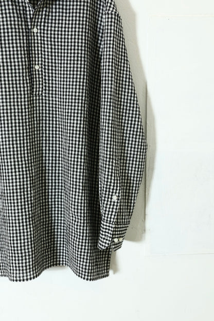 【Cale】WATER TWISTED LINEN  PULLOVER  SHIRT  (White × Black)