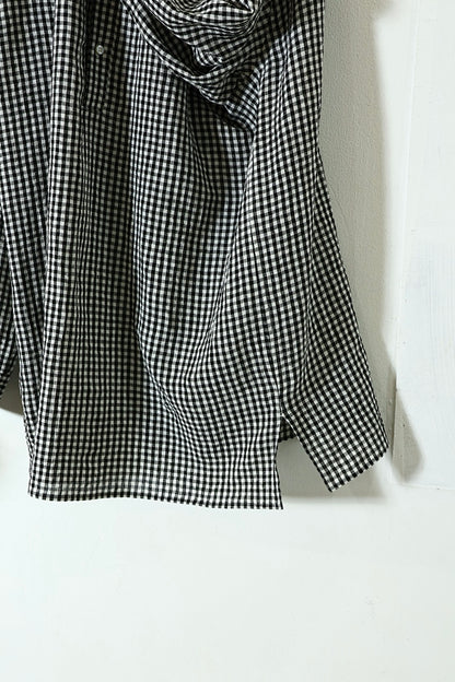【Cale】WATER TWISTED LINEN  PULLOVER  SHIRT  (White × Black)