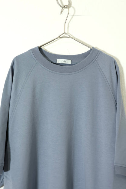 【Cale】36G Cotton Fleece Crew Neck T-shirt（Blue Gray)