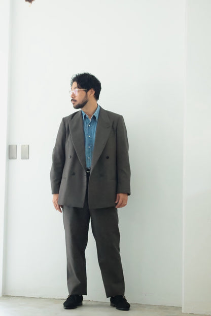 20%off【Cale】 WOOL SHARKSKIN VIST NO TUCK SLACKS