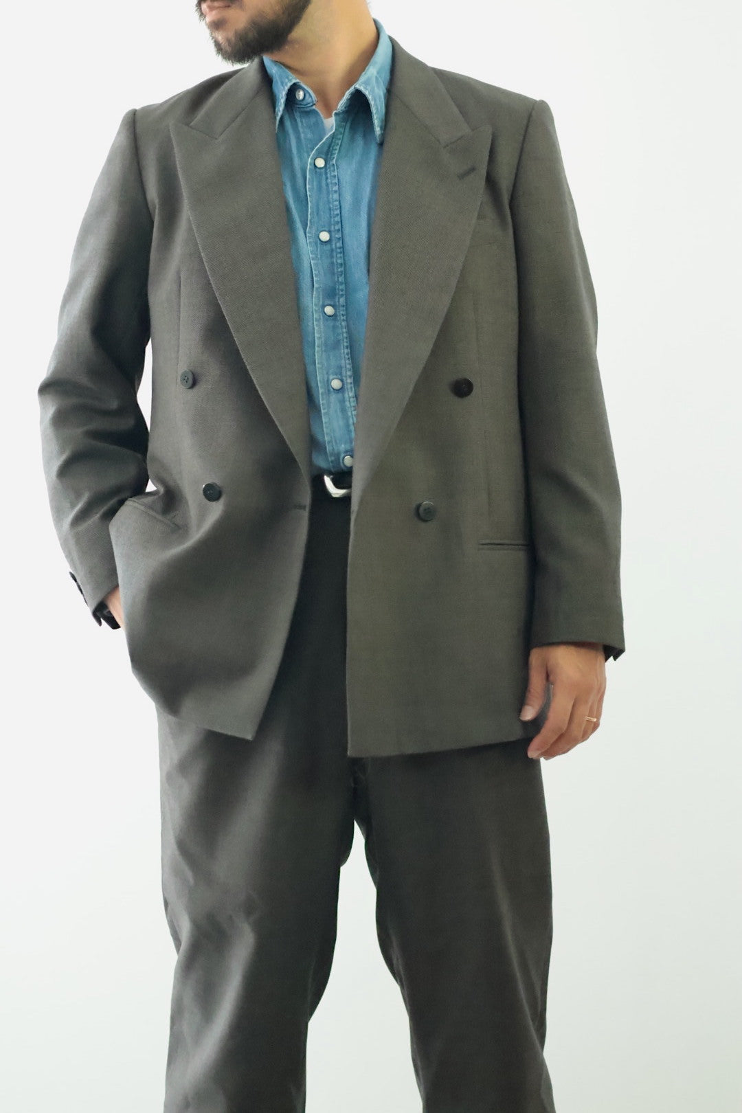 20%off【Cale】WOOL SHARKSKIN VIST DOUBLE BREASTED JACKET