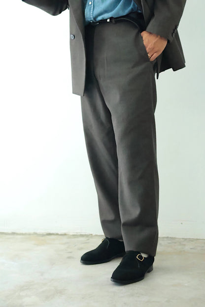 20%off【Cale】 WOOL SHARKSKIN VIST NO TUCK SLACKS