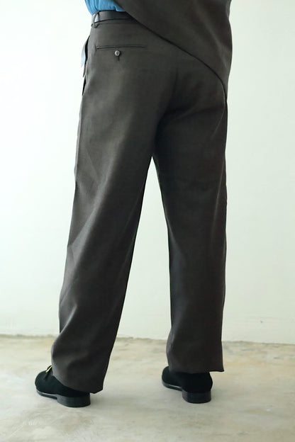 20%off【Cale】 WOOL SHARKSKIN VIST NO TUCK SLACKS