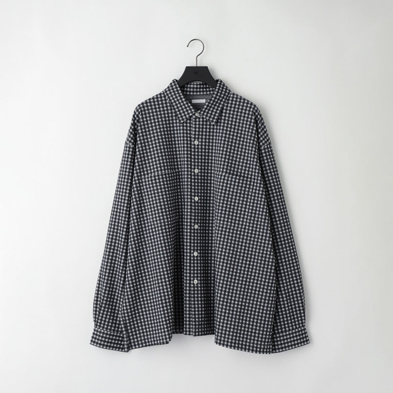 【KANEMASA PHIL.】36G Wool Check Balise Shirt  / BLACK WHITE