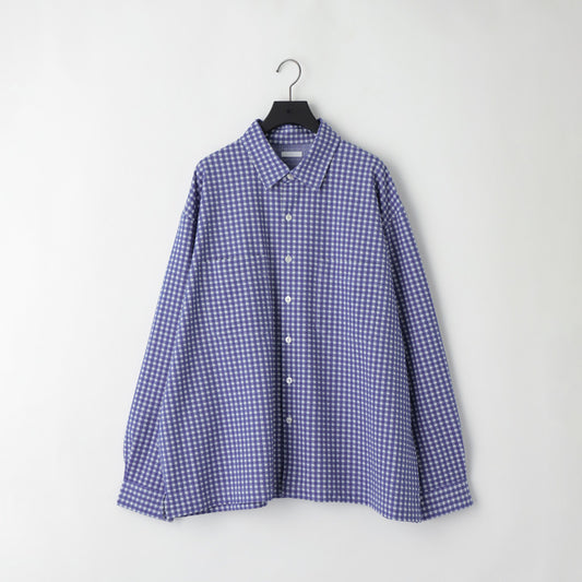 【KANEMASA PHIL.】36G Wool Check Balise Shirt  / BLUE WHITE