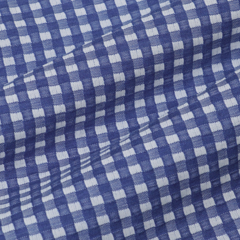 【KANEMASA PHIL.】36G Wool Check Balise Shirt  / BLUE WHITE