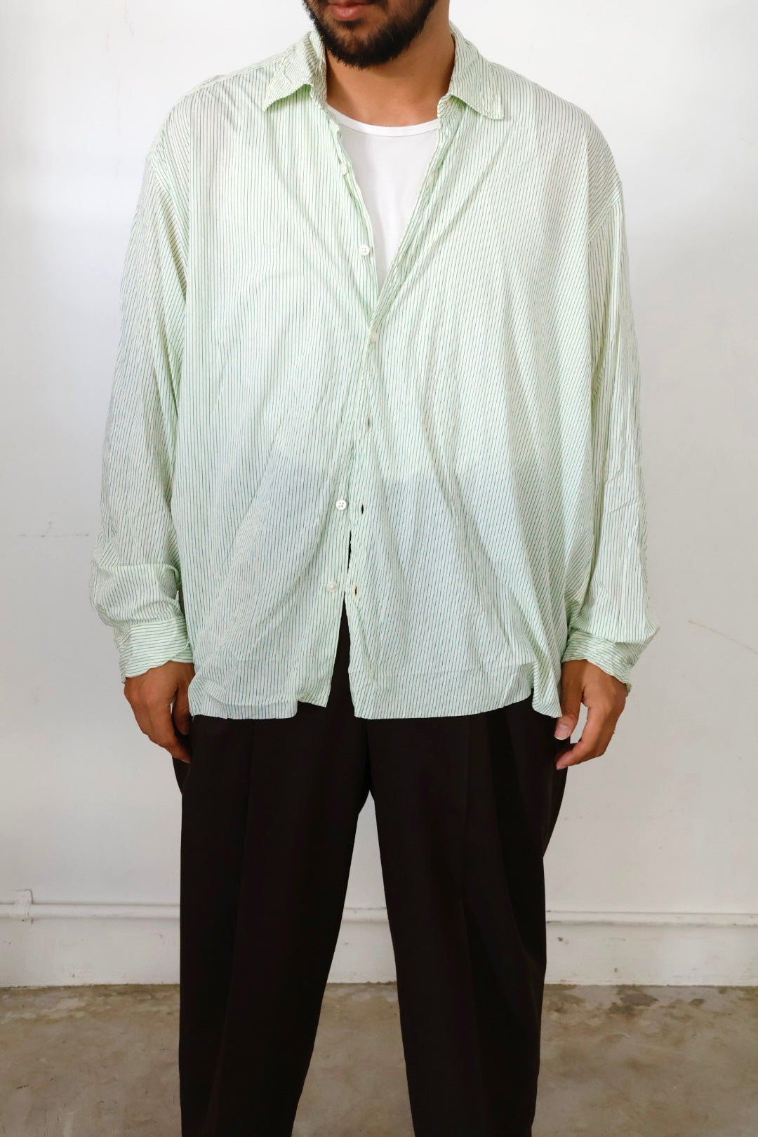 【KANEMASA PHIL.】46G Stripe Artisan Shirt