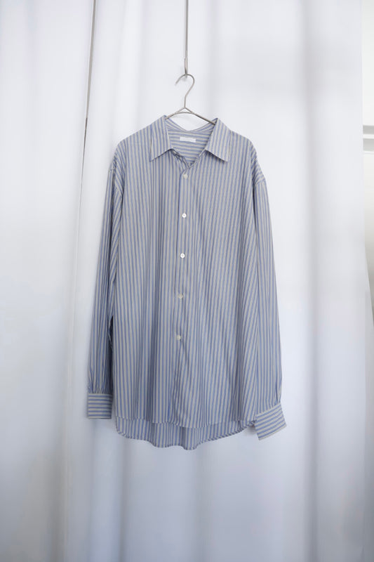 【KANEMASA PHIL.】46G Stripe Modest Shirt / SAX BLACK