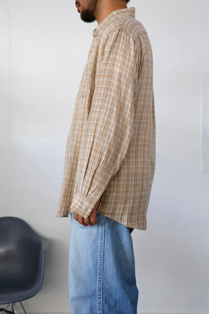 awasa / レギュラーカラー ダブルガーゼシャツ "beige check"