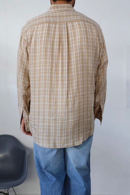 awasa / レギュラーカラー ダブルガーゼシャツ "beige check"