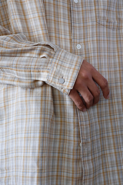 awasa / レギュラーカラー ダブルガーゼシャツ "beige check"