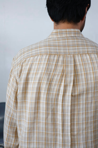 awasa / レギュラーカラー ダブルガーゼシャツ "beige check"