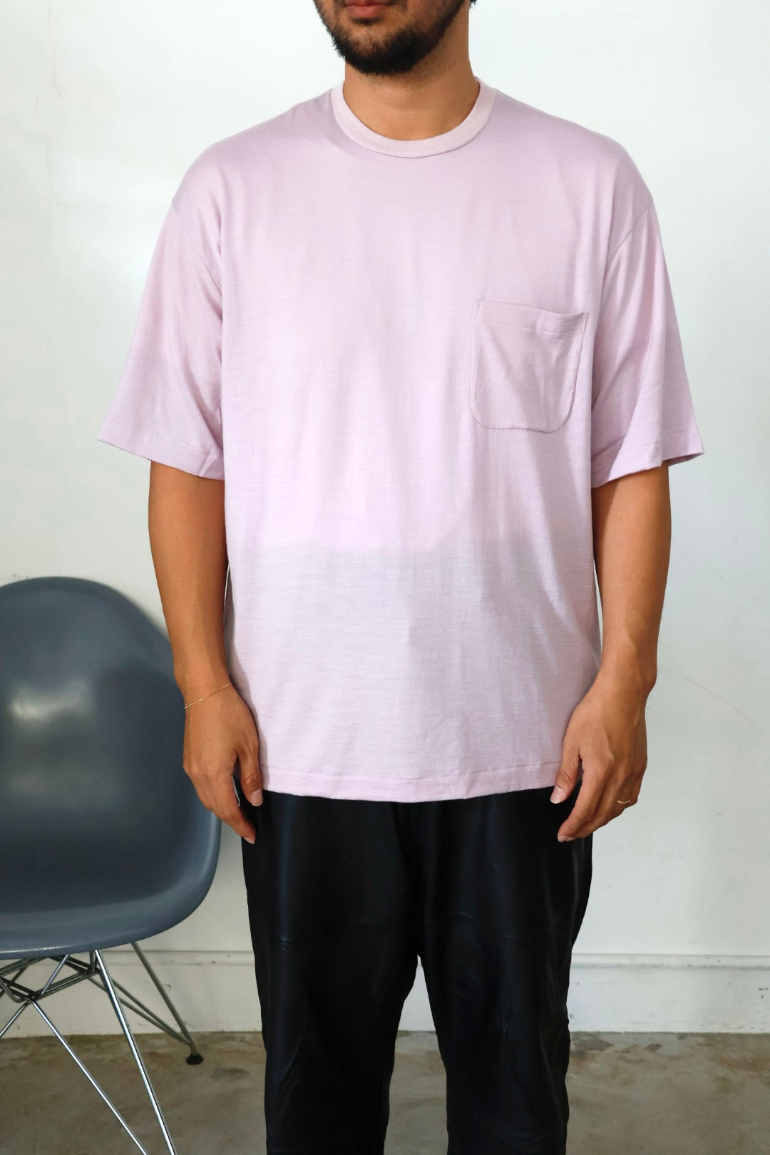 awasa / Super 100's ウール Tシャツ "light pink"