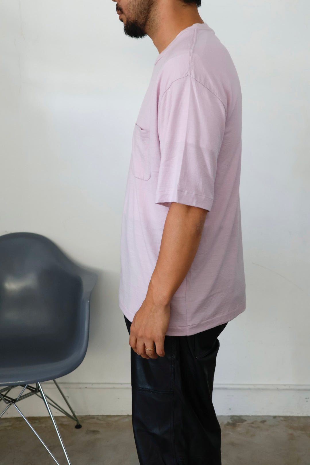 awasa / Super 100's ウール Tシャツ "light pink"