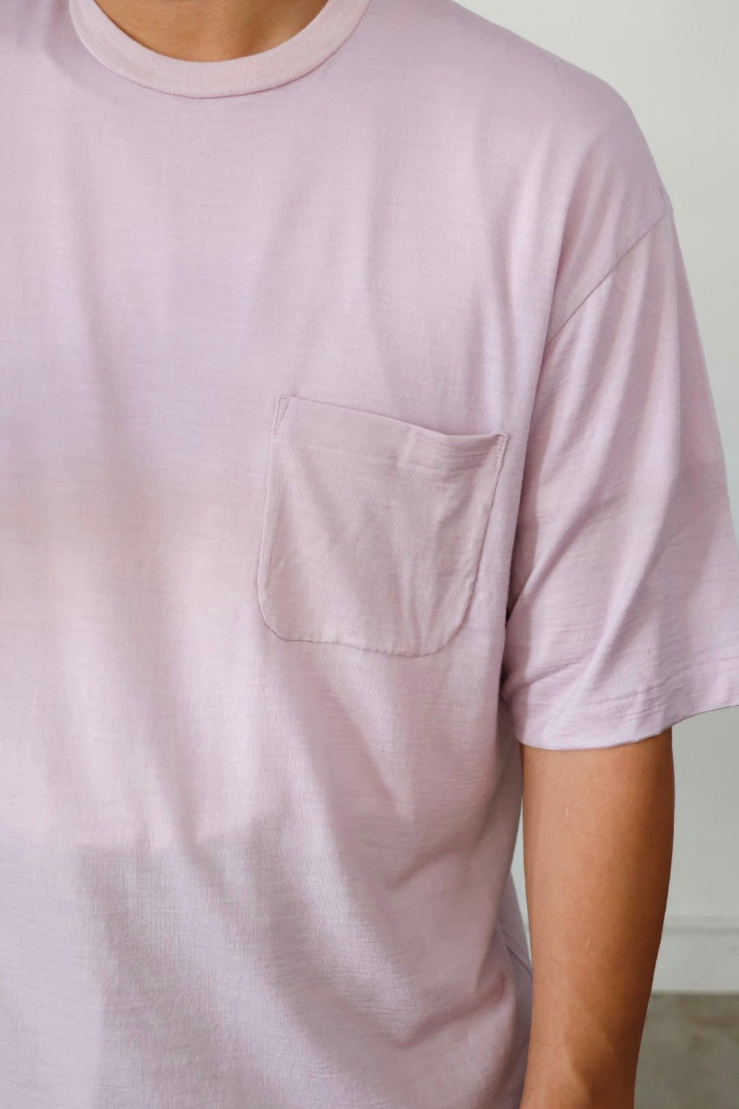 awasa / Super 100's ウール Tシャツ "light pink"