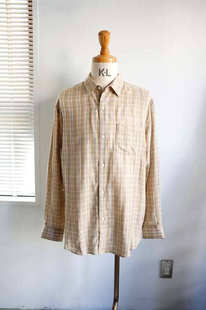 awasa / レギュラーカラー ダブルガーゼシャツ "beige check"