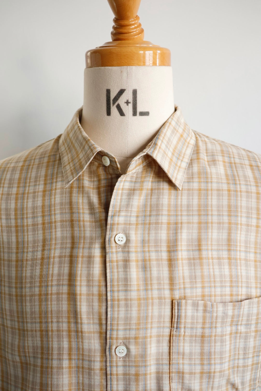 awasa / レギュラーカラー ダブルガーゼシャツ "beige check"