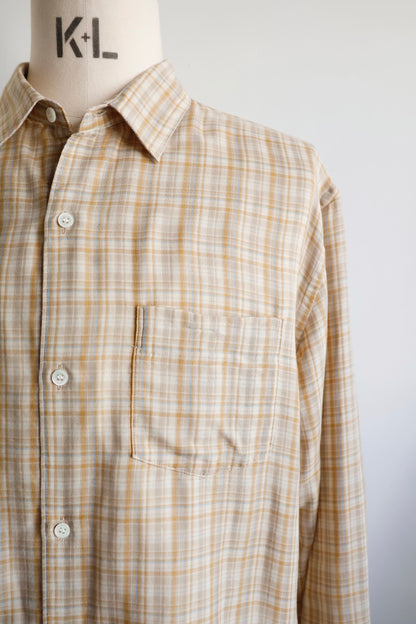 awasa / レギュラーカラー ダブルガーゼシャツ "beige check"