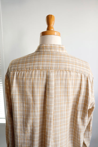 awasa / レギュラーカラー ダブルガーゼシャツ "beige check"