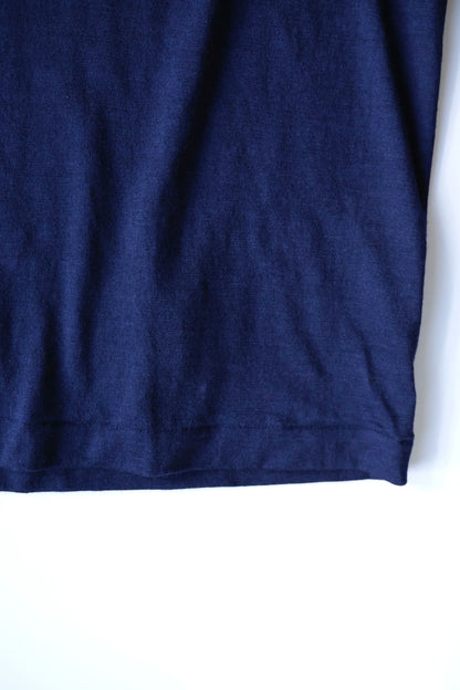 awasa / Super 100's ウール Tシャツ "navy × dark gray"