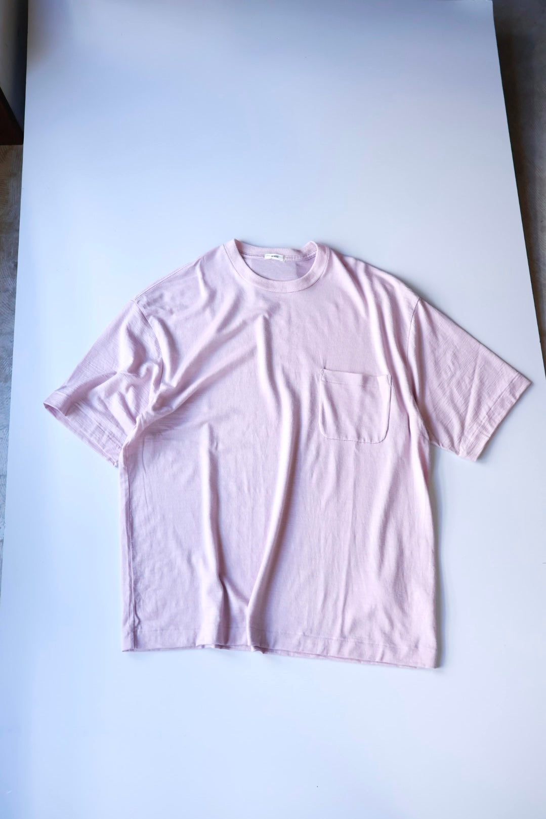 awasa / Super 100's ウール Tシャツ "light pink"
