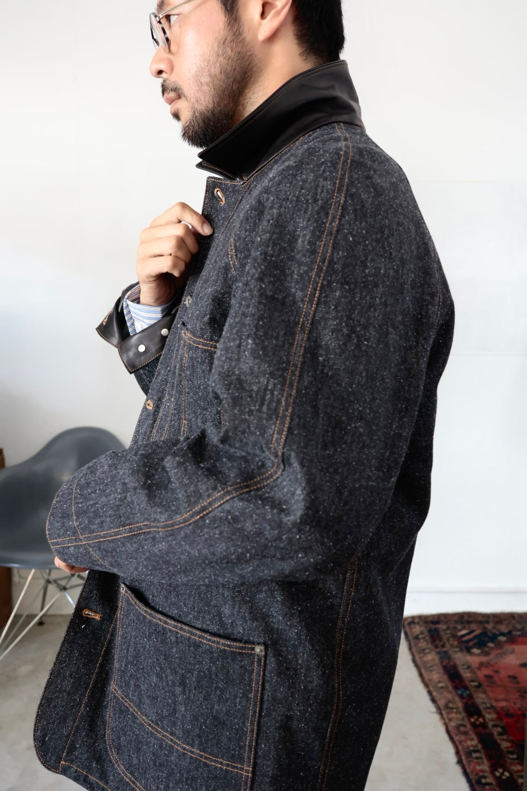 26SS【Cale】Lime Indigo Cotton Silk Shirt