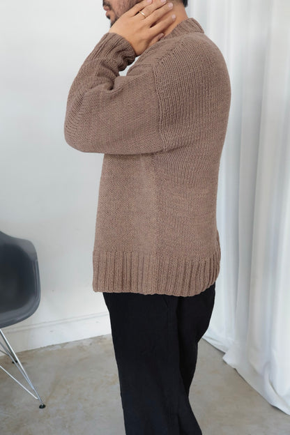 【Cale】 Cotton Hand Knit Pullover / Taupe