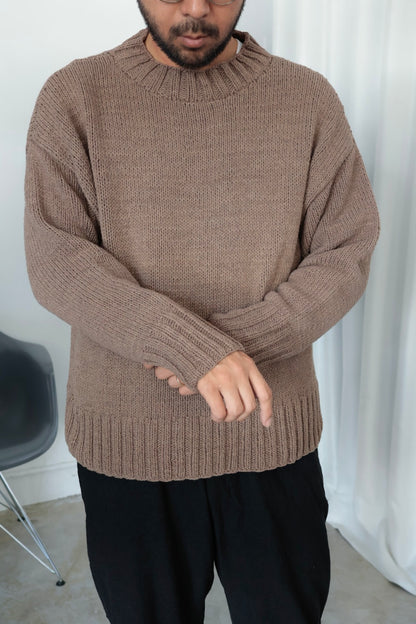 【Cale】 Cotton Hand Knit Pullover / Taupe