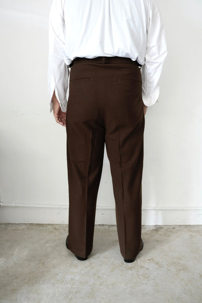 26SS【Tanibuki】Two In-Tuck Wide Trousers -Black- Wool Twill