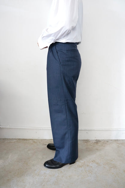【谷吹】Two intuck wide trousers / Navy Stripe /80's MIYUKI KEORI DELUXE