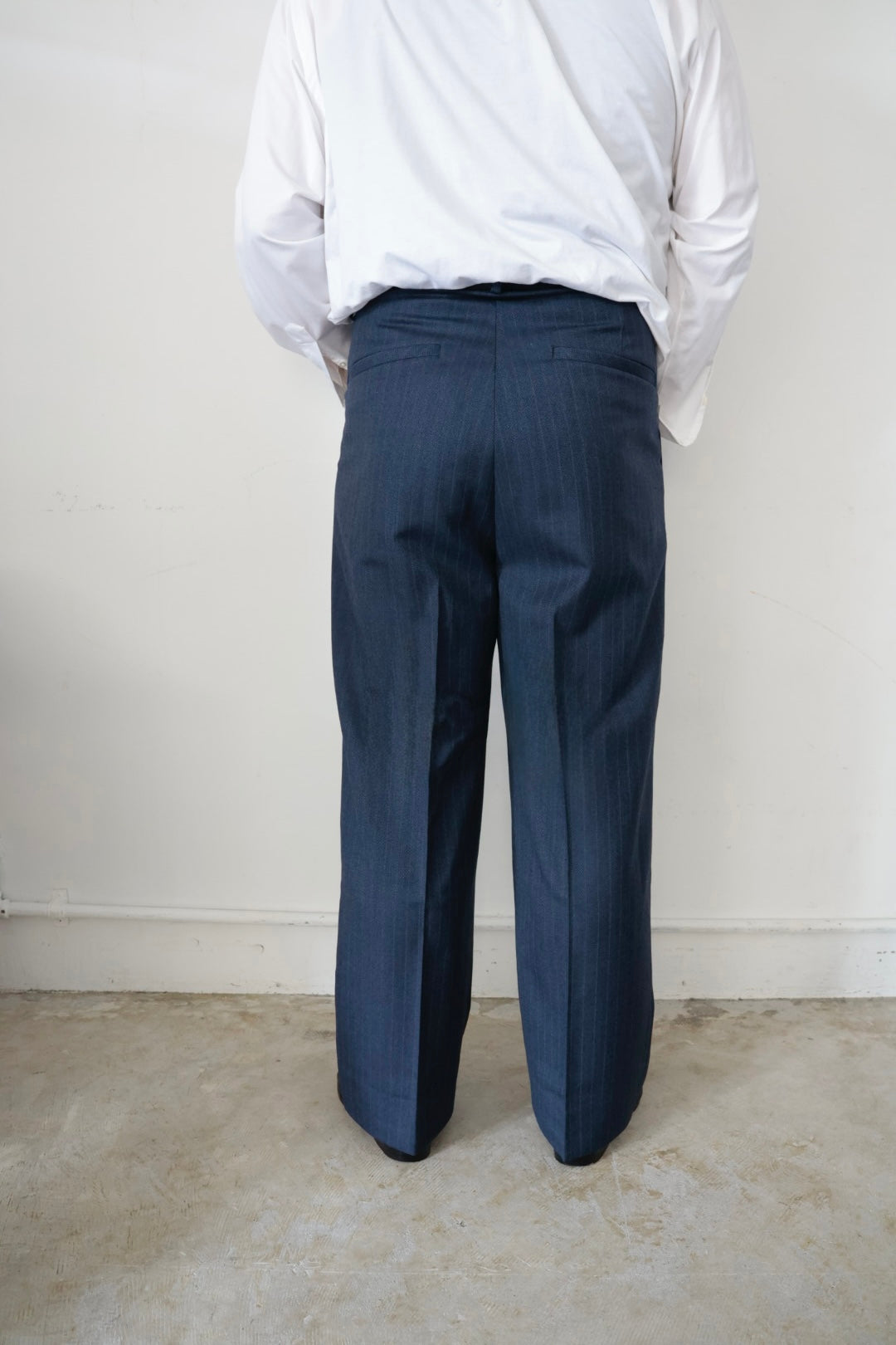 【谷吹】Two intuck wide trousers / Navy Stripe /80's MIYUKI KEORI DELUXE