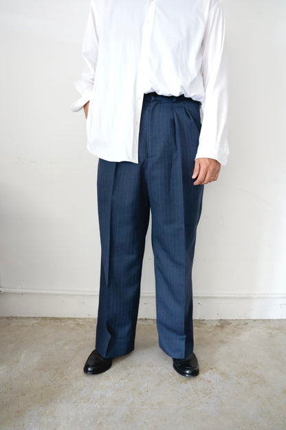 【谷吹】Two intuck wide trousers / Navy Stripe /80's MIYUKI KEORI DELUXE