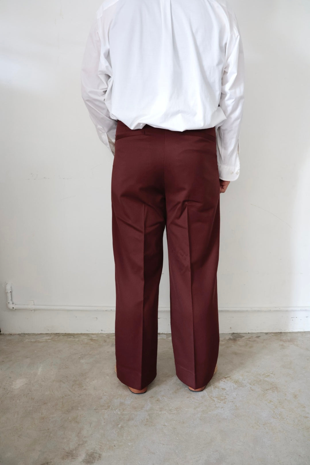 【谷吹】Two intuck wide trousers / Burgundy