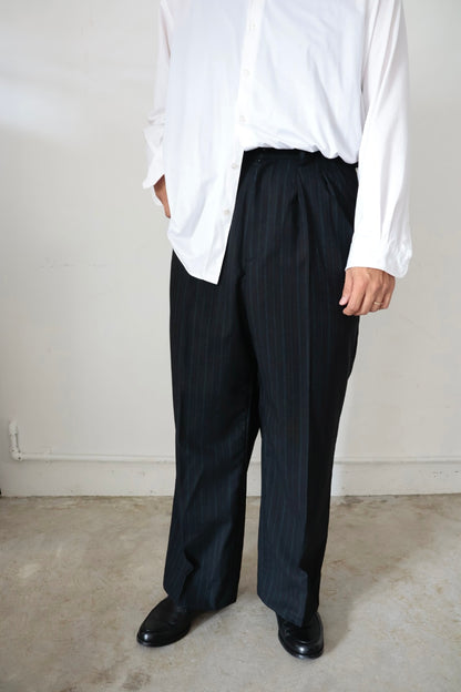 【谷吹】Two intuck wide trousers / Navy Pin Stripe / Martin Sons &amp; Co.