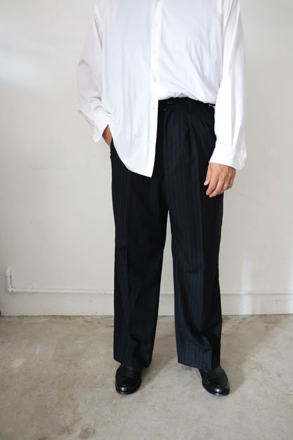 【谷吹】Two intuck wide trousers / Navy Pin Stripe / Martin Sons &amp; Co.