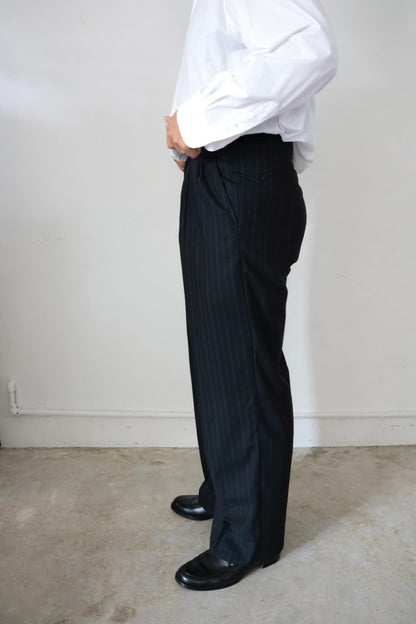 【谷吹】Two intuck wide trousers / Navy Pin Stripe / Martin Sons &amp; Co.