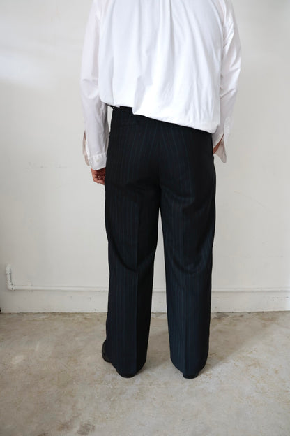 【谷吹】Two intuck wide trousers / Navy Pin Stripe / Martin Sons &amp; Co.