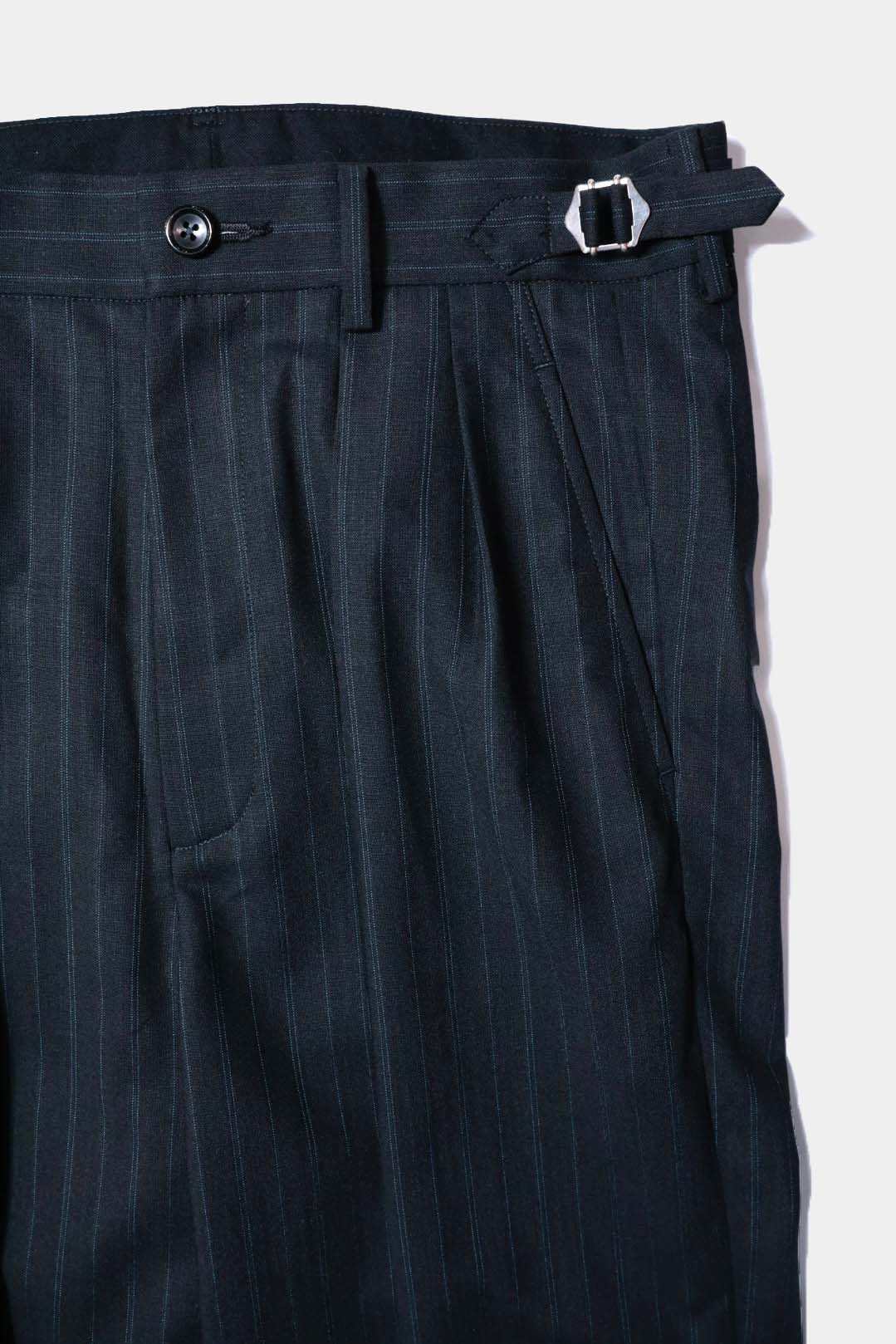 【谷吹】Two intuck wide trousers / Navy Pin Stripe / Martin Sons &amp; Co.