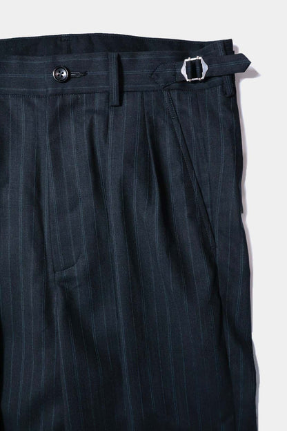 【谷吹】Two intuck wide trousers / Navy Pin Stripe / Martin Sons &amp; Co.