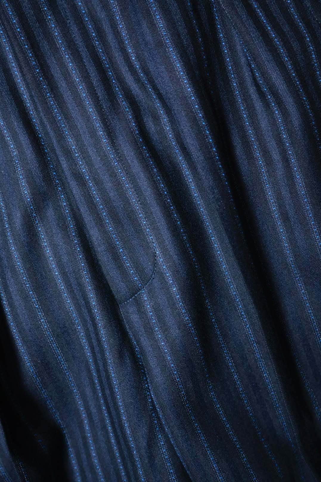 【谷吹】Two intuck wide trousers / Navy Stripe /80's MIYUKI TEX "VIP man"