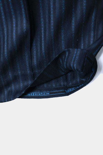 【谷吹】Two intuck wide trousers / Navy Stripe /80's MIYUKI TEX "VIP man"
