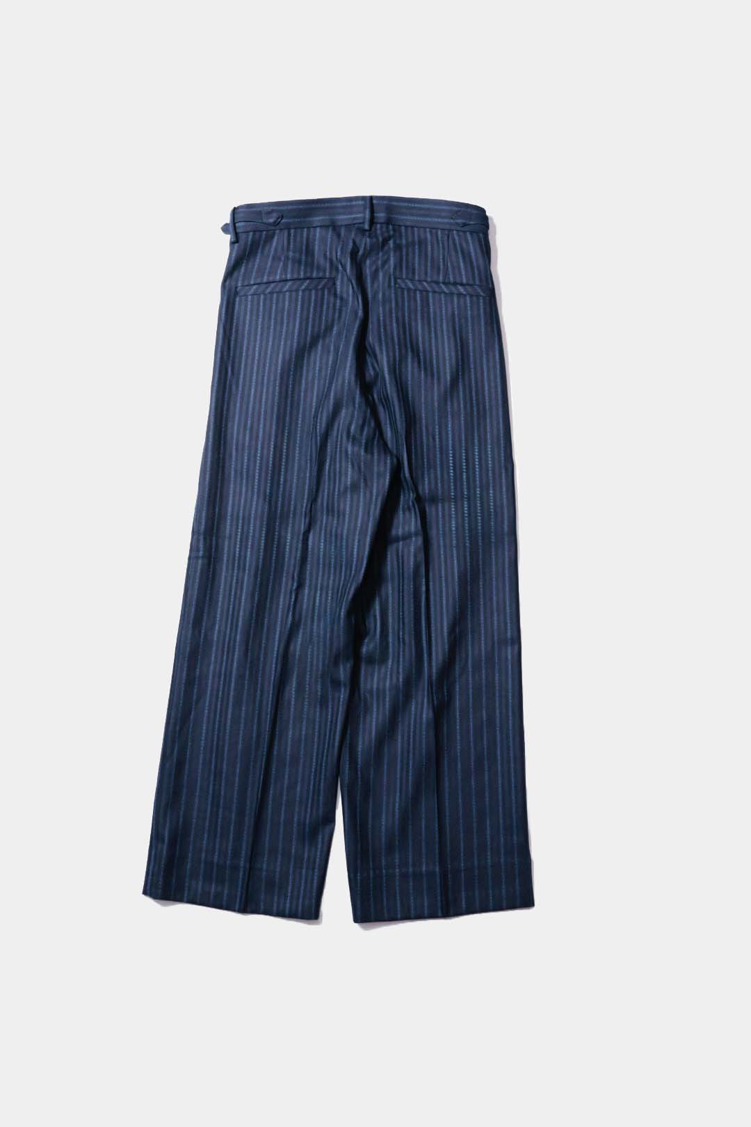 【谷吹】Two intuck wide trousers / Navy Stripe /80's MIYUKI TEX "VIP man"