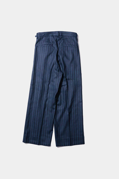 【谷吹】Two intuck wide trousers / Navy Stripe /80's MIYUKI TEX "VIP man"