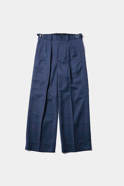 【谷吹】Two intuck wide trousers / Navy / Italian Fabric
