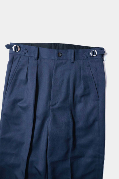 【谷吹】Two intuck wide trousers / Navy / Italian Fabric