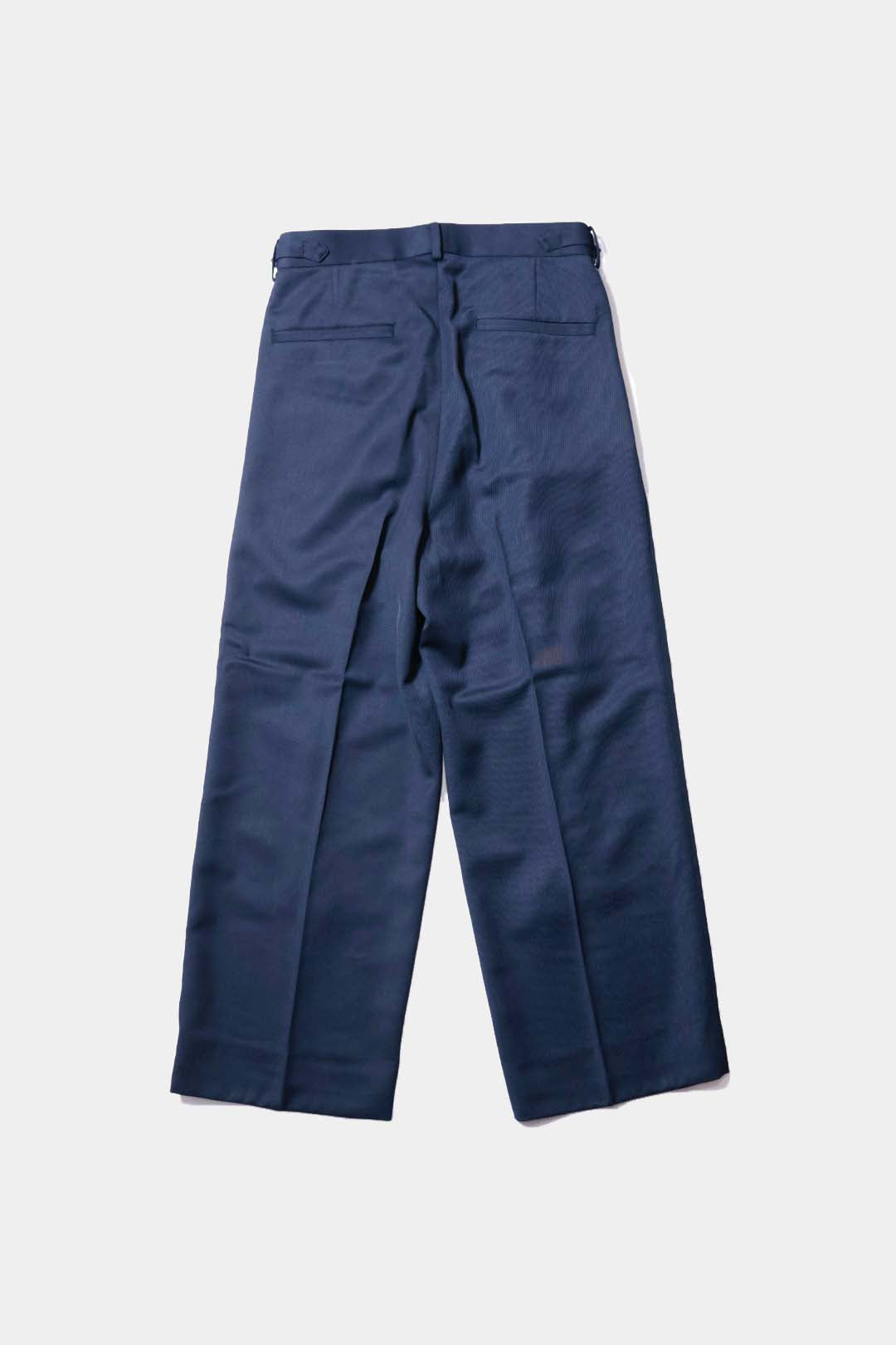 【谷吹】Two intuck wide trousers / Navy / Italian Fabric
