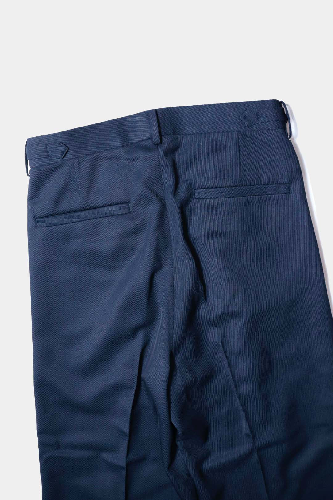 【谷吹】Two intuck wide trousers / Navy / Italian Fabric