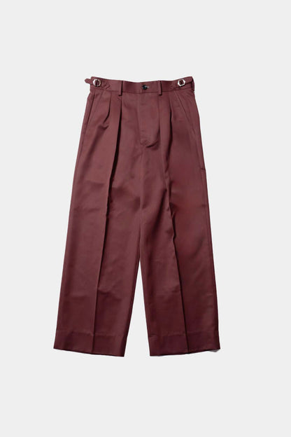 【谷吹】Two intuck wide trousers / Burgundy